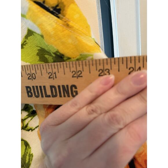 Premise Linen Floral A Line Skirt Yellow Orange Size 10 - Picture 6 of 8